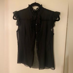 Women’s black sheer work top.